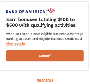 LegalZoom bank account partner upsell